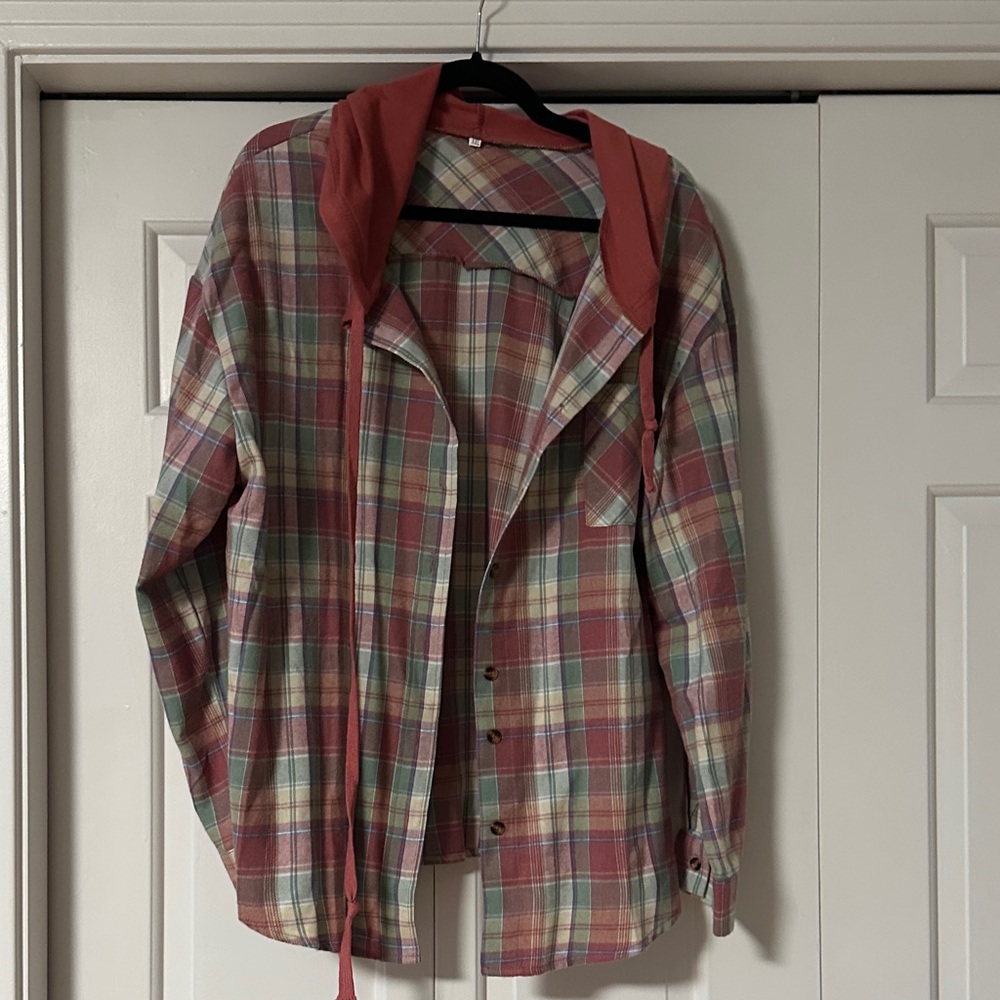 Plaid Hooded Shirt Jacket
